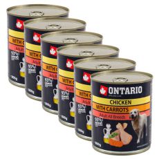 Dose ONTARIO für Hund mit Huhn, Karotte und Öl - 6x800g