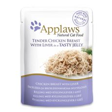Nassfutter APPLAWS Cat Pouch, Huhn und Leber in Jelly 70g