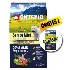 ONTARIO Senior Mini Lamb & Rice 6,5kg + 0,75kg