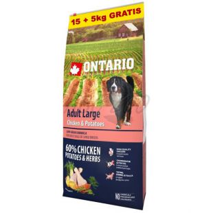 ONTARIO Adult Large - chicken & potatoes 15+5kg GRATIS