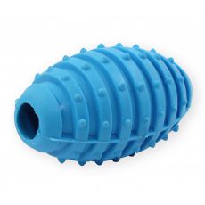TPR Rugby Ball mit Glöckchen für Hunde - blau, 10cm