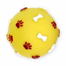 Vinylball mit Knochen- und Pfotenmotiv für Hunde 9cm