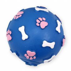Vinylball mit Knochen- und Pfotenmotiv - blau 7,5cm