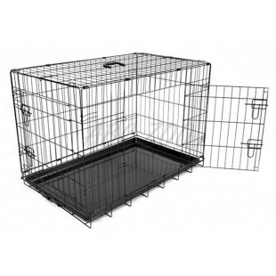 Käfig Dog Cage Black Lux - 2x Türchen, M - 78,5 x 52,5 x 59 cm