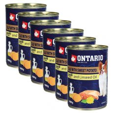 Feuchtnahrung ONTARIO Kalb mit Süßkartoffeln und Leinsamenöl – 6 x 400g