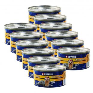 Feuchtnahrung ONTARIO Adult für Hunde, Huhn + Mägen, 12 x 200g
