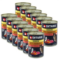 Dose ONTARIO für Hund, Wildfleisch, Preiselbeeren und Öl - 12 x 400g