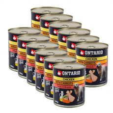 Dose ONTARIO für Hund mit Huhn, Karotte und Öl - 12 x 800g