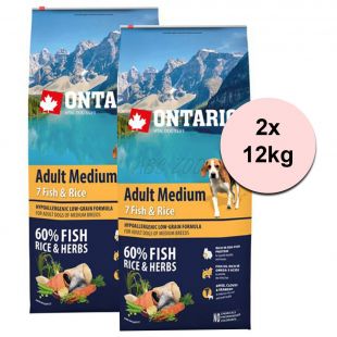 ONTARIO Adult Medium 7 Fish & Rice 2 x 12kg