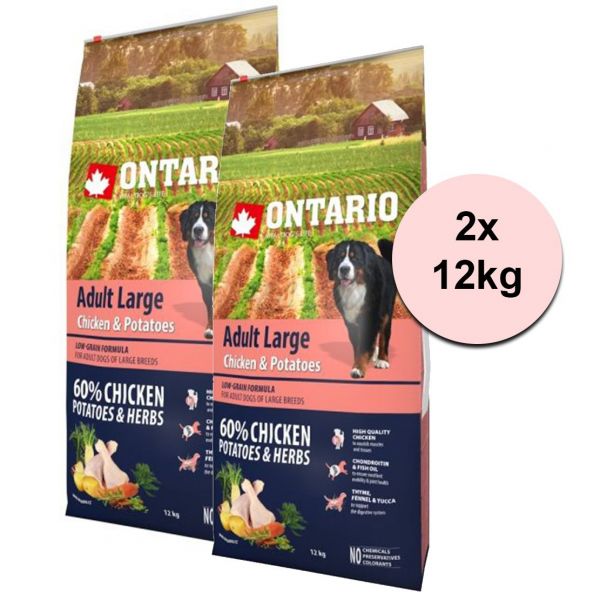 ONTARIO Adult Large - chicken & potatoes 2 x 12kg