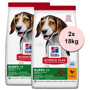Hill's Science Plan Canine Puppy Medium Chicken 2 x 18 kg